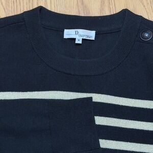 Dior D Uniforms Black White Striped Sweater Size M Wool Blend Bee Logo